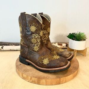 Dan Post Children's Sunflower Embroidered Leather Cowboy Boots - Size 3 D